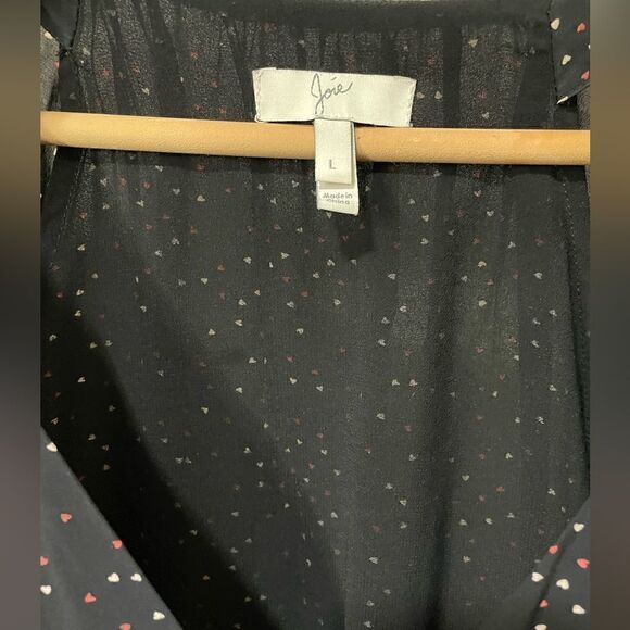 Joie Black Assymetric Hem Ruffled Midi Dress With Hearts Large - Picture 3 of 9